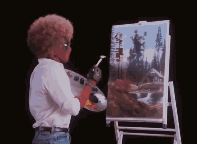 Deadpool pintando um quadro